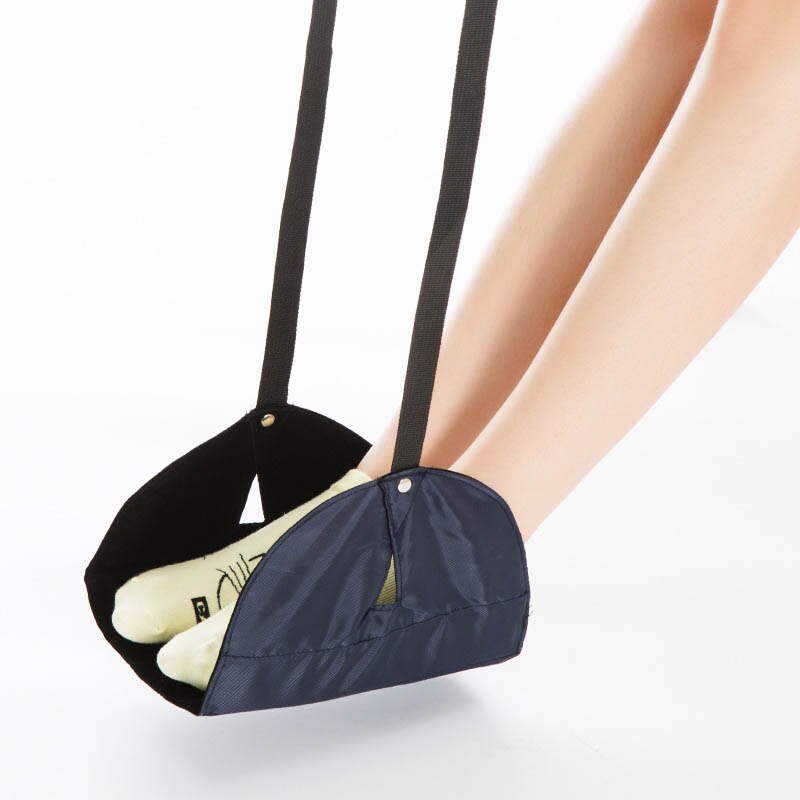 Outdoor Portable Footrest Polyester Flight Foot Rest Pillows Travel Airplane Leg Hammock Relieve Feet Swelling Footrest: single deep blue