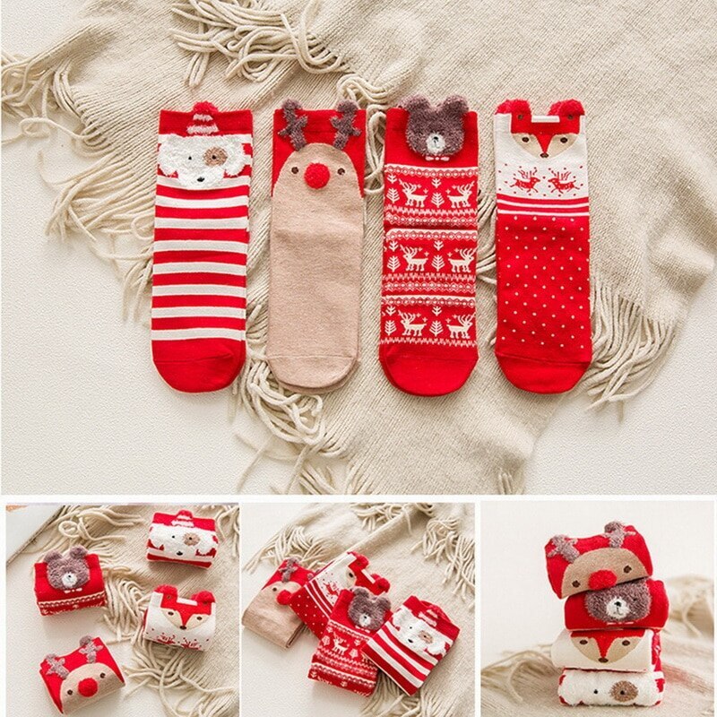 Christmas socks elk animal ears autumn and winter cotton sweet socks For year