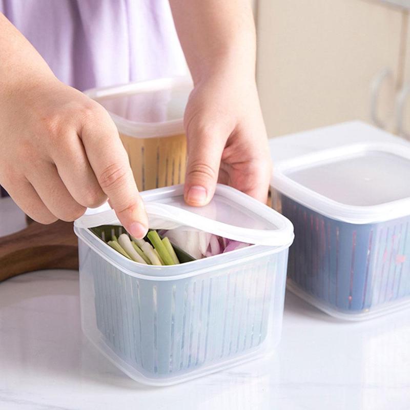Escurridor de cebolla verde compartimentada, caja de accesorios de almacenamiento para mantener fresca la cebolla sellada, Kit Y3Q0