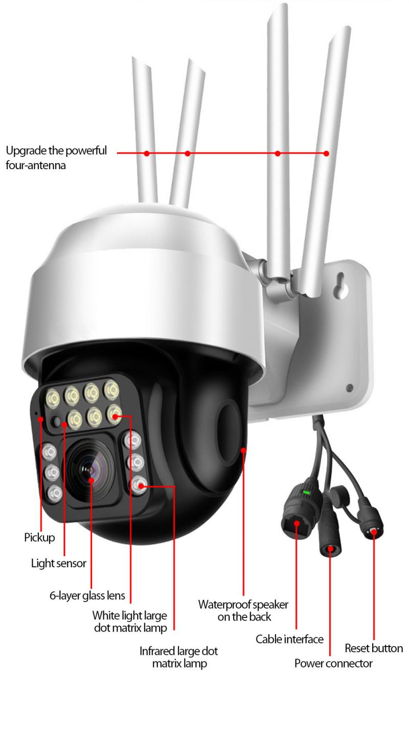 Caméra de surveillance extérieure PTZ IP Wifi hd 5MP/1080P, dispositif de sécurité sans fil, avec ia, détection humaine et Audio, Zoom numérique x4, P2P RTSP