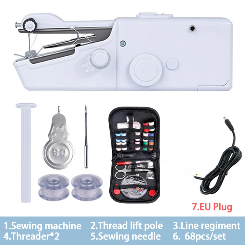 Máquina de costura manual portátil, sem corda, elétrica, construção rápida, suprimentos de vestuário diy, artesanato, jardim doméstico, bordado: Prateado