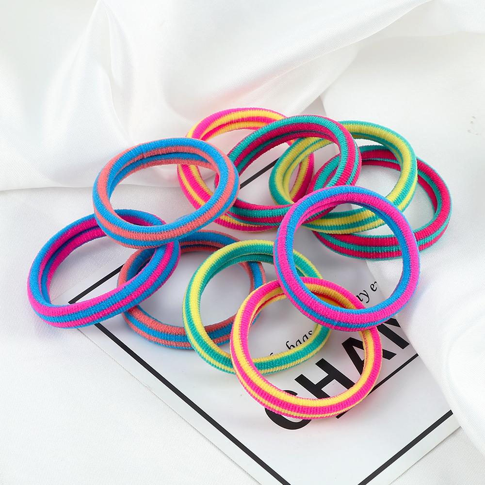 Cinta para el pelo a rayas de colores para mujer y niña, accesorios para el cabello de colores sólidos, lazos elásticos altos sin costuras, diadema básica Simple para , 10 piezas