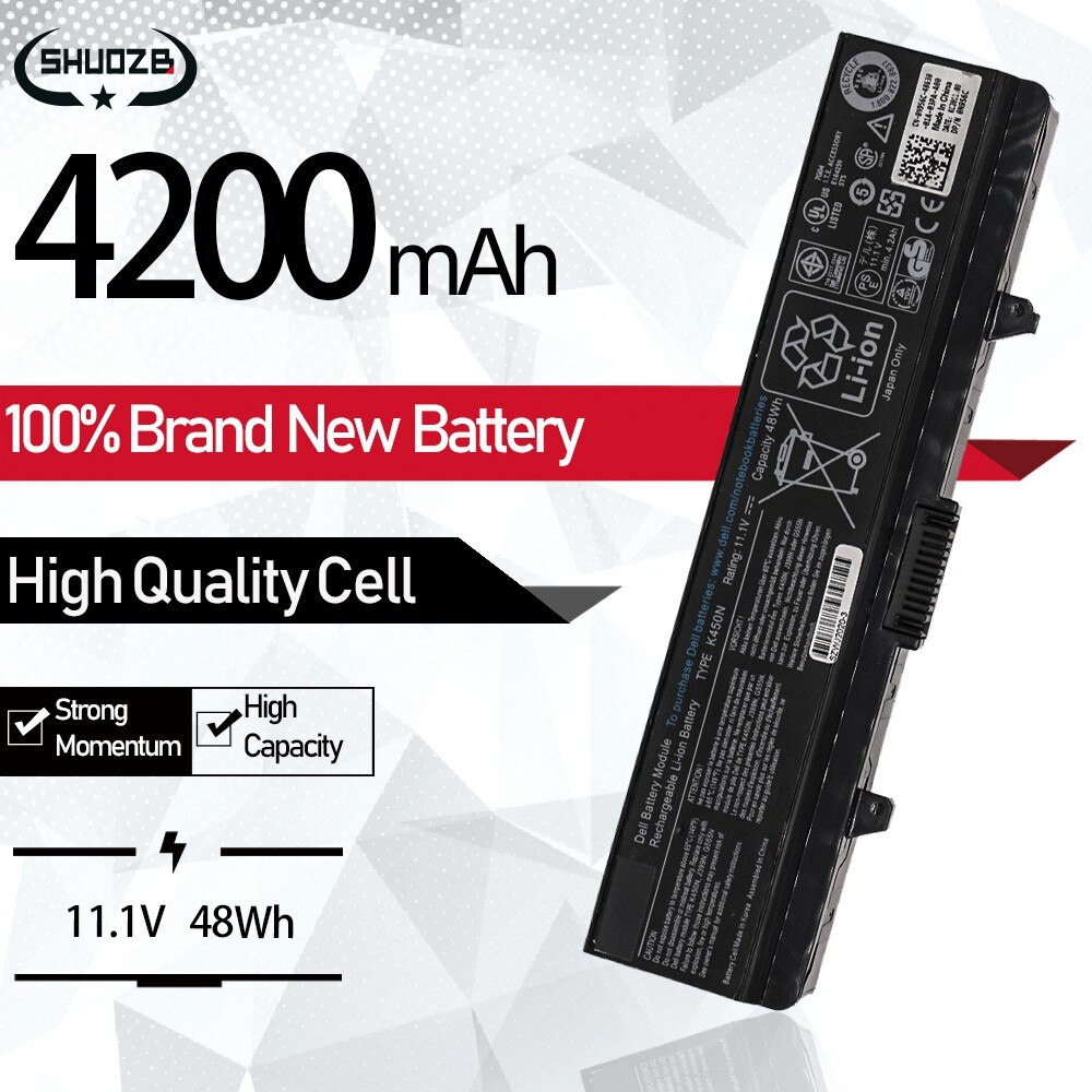 Batterie pour ordinateur portable Dell Inspiron (1525, 1526, 1545, 1546, 1750), GW252, GW240, GP952, PP42L, PP29L, PP41L, K450N, D608H, RU583