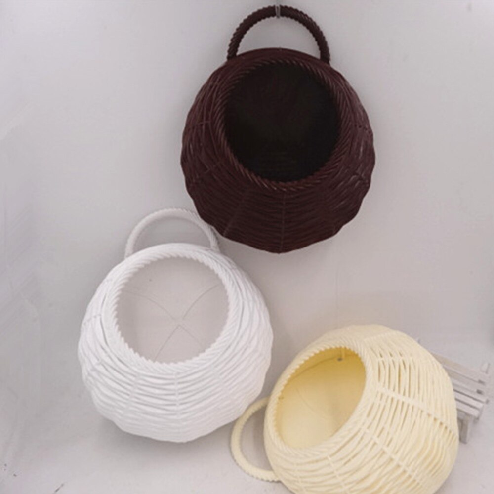 Garden Wall-mounted Flower Basket Handmade Basket Wicker Rattan Flower Basket Hanging Vine Pot Planter