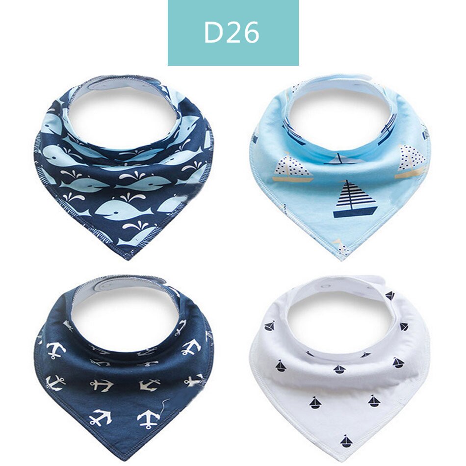 Gelukkig Fluit 4 Stuks Veel Baby Kids 100% Katoen Bandana Slabbetjes Feeding Speeksel Handdoek Dribble Driehoek Set: D26