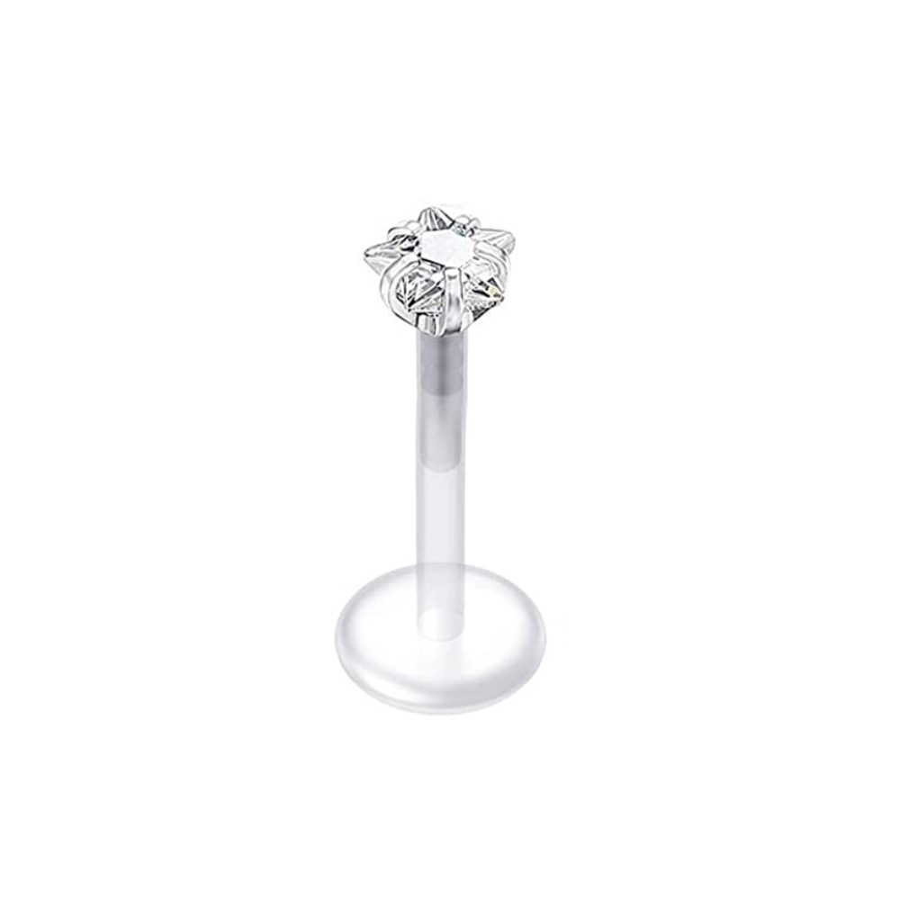 Pendientes de tuerca sin rosca para cartílago Tragus, Piercing de oreja, lóbulo, labio, Labret, 16G: Verde / Rodio plateado