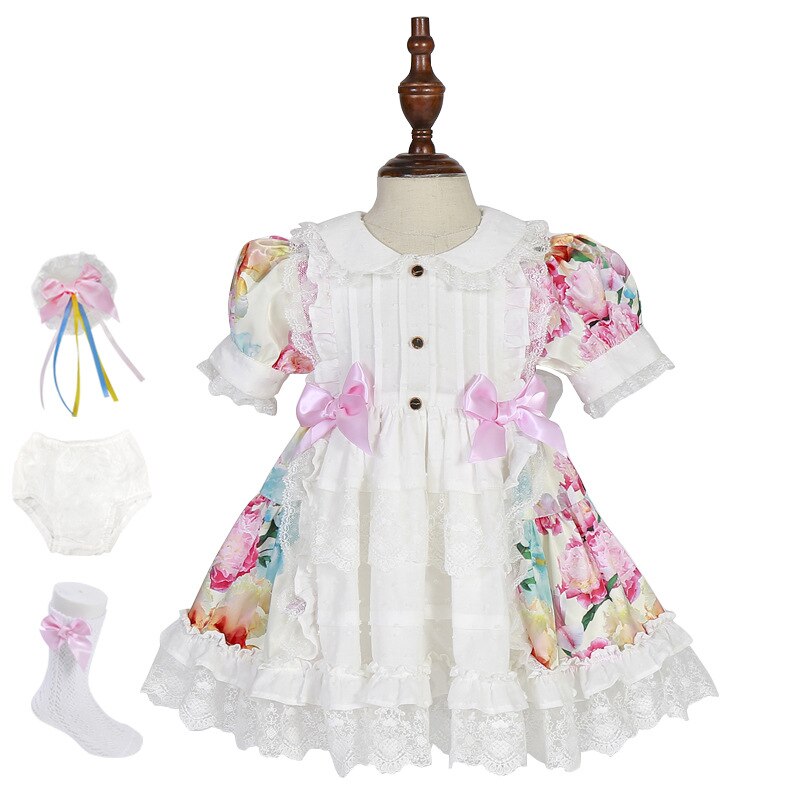 Di alta qualità Dolce Gilrs Lolita vestito Carino Bambini vestito dalla Principessa del fiore Kawaii Fata Fiore Capretti del vestito Spagnolo Palazzo di stile del vestito: 120
