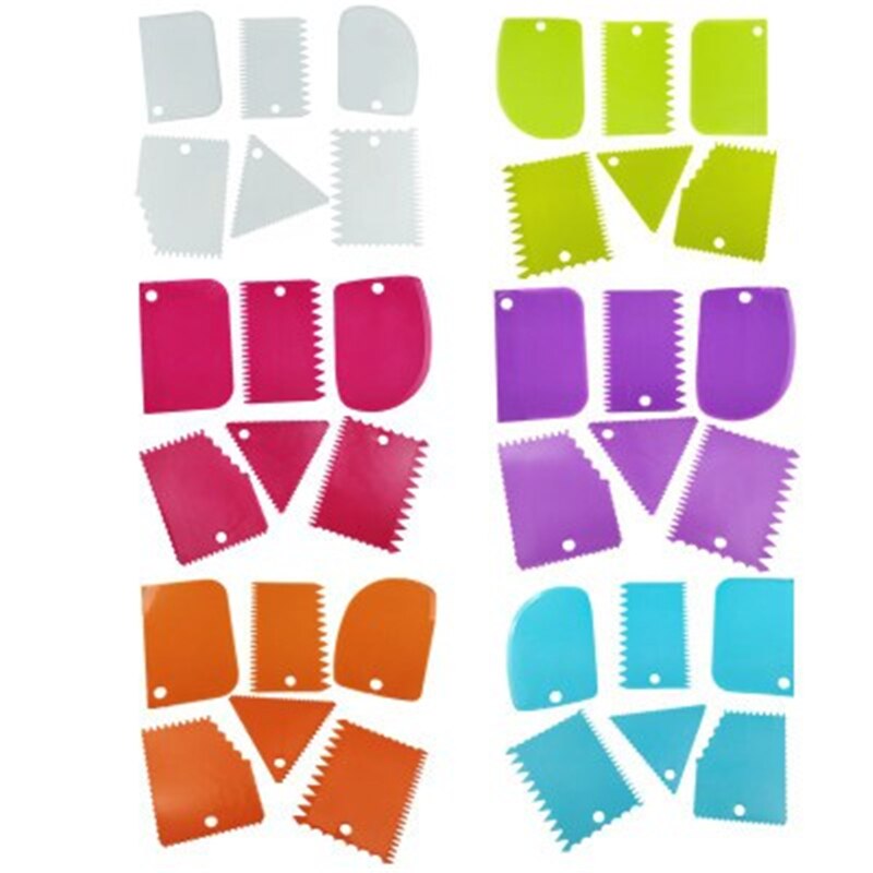 6PCS/Set Dough Cake Slicer Spatula for Cake Cream Scraper Pasty Cutters Scraper Irregular Edge DIY Smoother