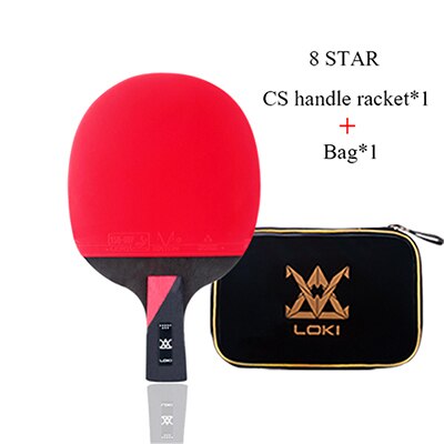 LOKI 8 Star Super Sticky Table Tennis Racket PingPong Bat Competition Level Ball Control Type Ping Pong Paddle: Short handle