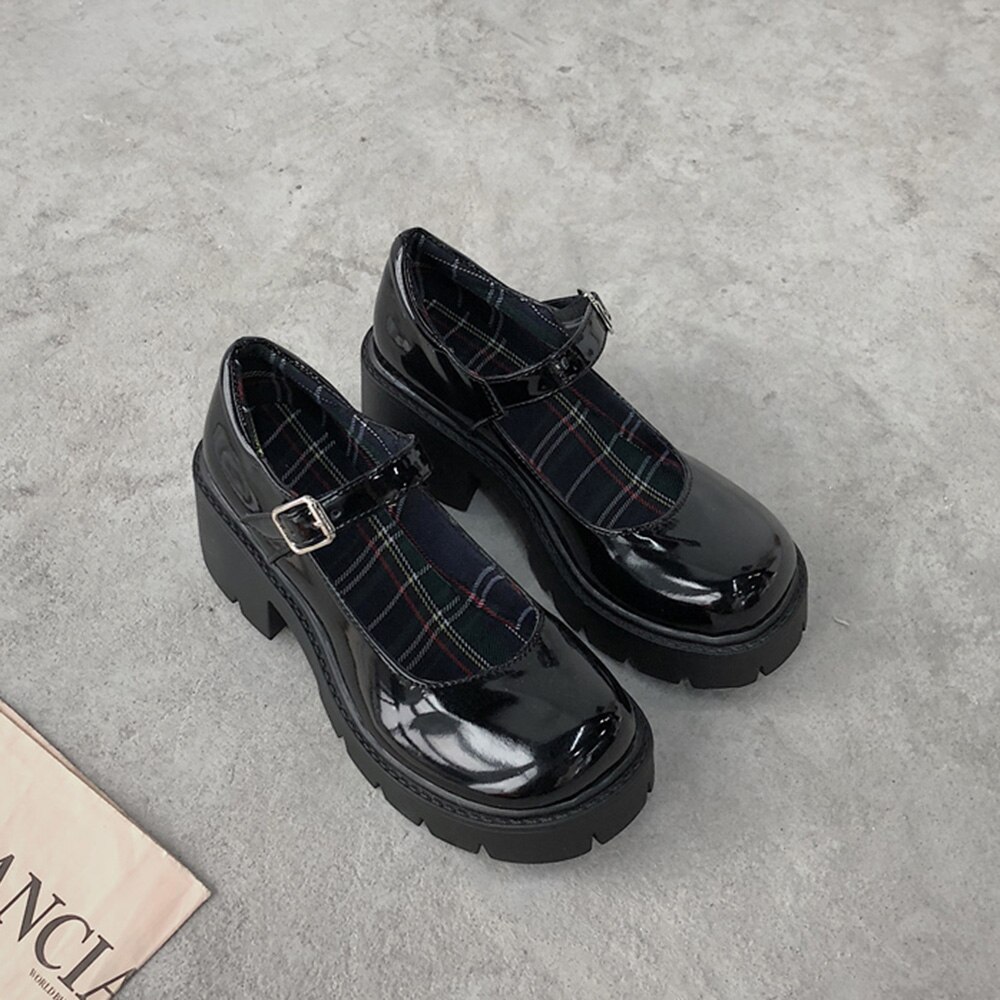 Lolita Platform shoes Wedges Leather shoes women Mary Jane shoes women's Round Toe high heels retro platform shoes Lady Pumps