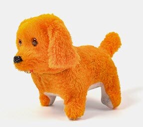 Lucky electronic walking dog Go forward and backward Woof Woof sound Plush toys: Orange