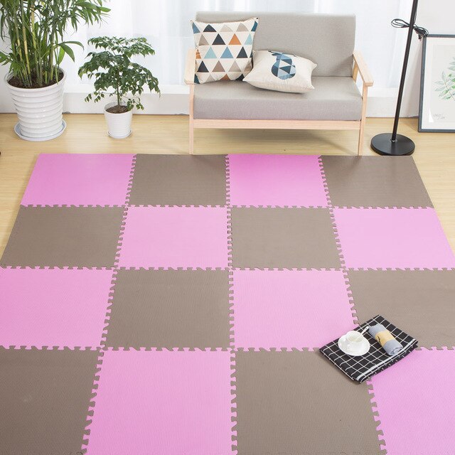 16 Pcs 30*30 Cm Baby Eva Foam Puzzel Speelkleed/Kids Tapijten Speelgoed Tapijt Voor Kinderen Baby oefening Vloertegels: pink and coffee