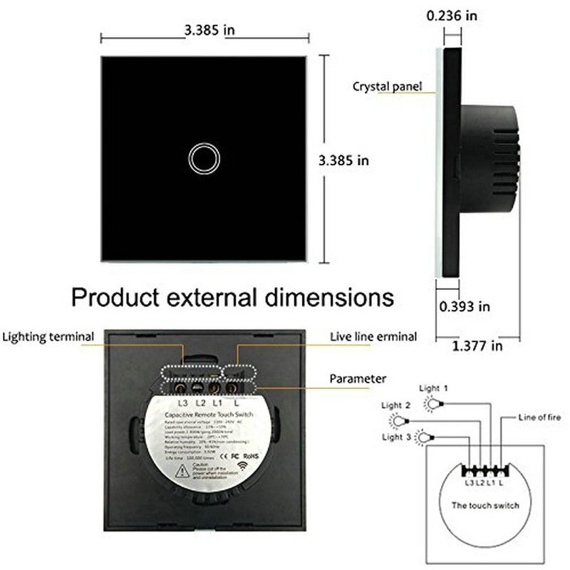 RF433 Remote Control Switch EU Standard 1/2/3 Gang Touch Wall Light Switch 220V White Crystal Glass RF Controller Switches