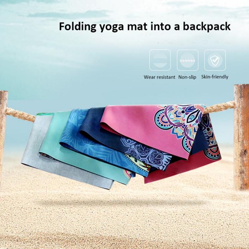 Senior Ultradunne Antislip Pvc Opvouwbare Yoga Mat Met Opbergtas Zweet-absorberend Kleurrijke Afdrukken Yoga mat
