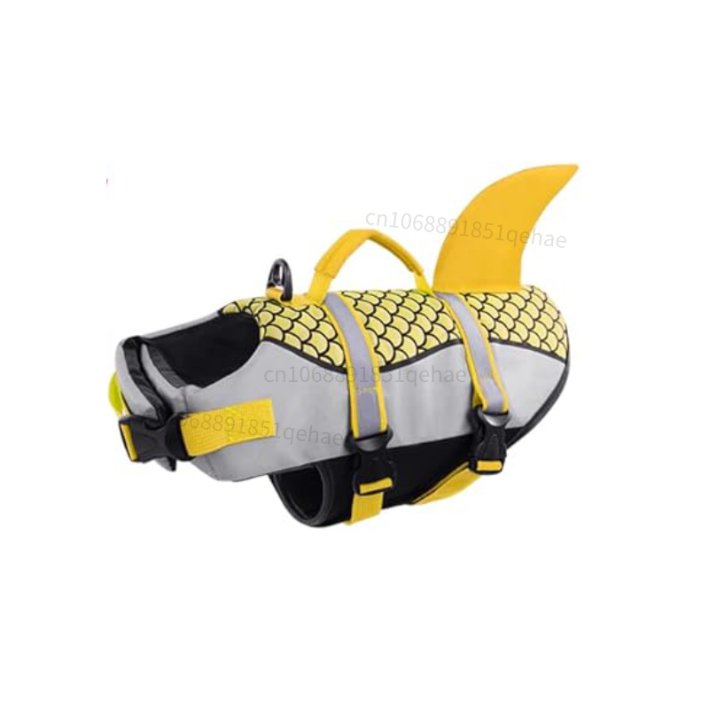 Hond Haai Reddingsvest Ripstop Hondenzwemvest voor Zwemmen Varen Reflecterend Hondenzwemvest Drijvend Vest met reddingshandvat: L / YELLOW