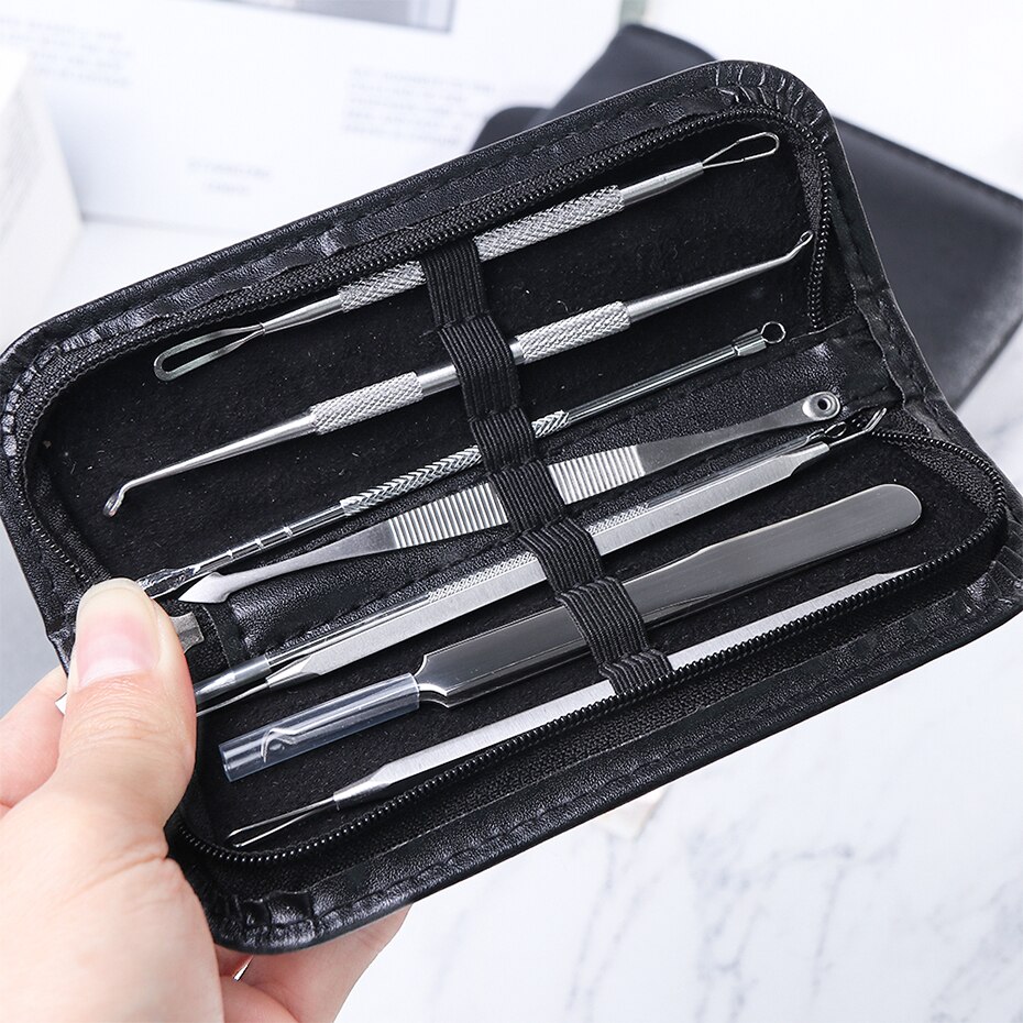1 Set Stainless Steel Extractor Blackhead Comedone Acne Remover Needles Blemish Treatments Cleaner Face Skin Care Tool JIMP01-02