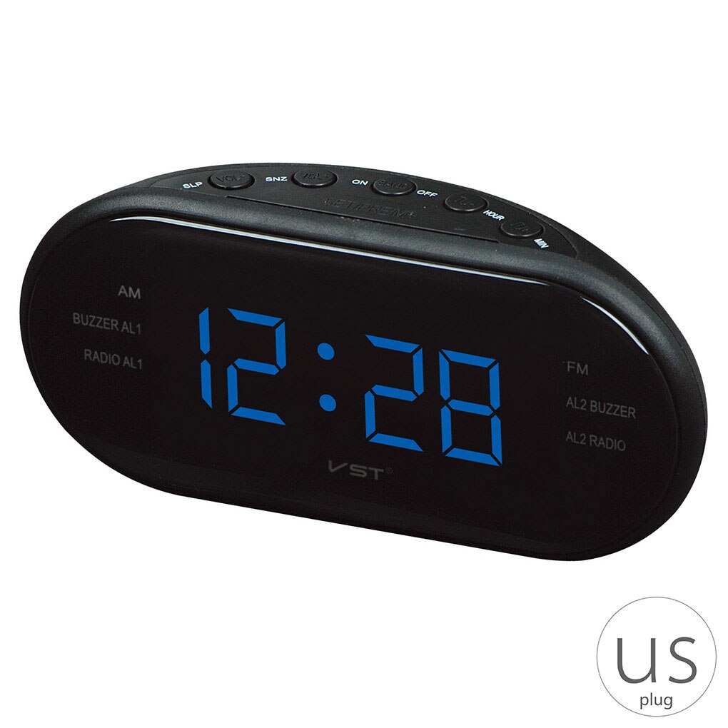 AM/FM LED Clock Electronic Desktop Alarm Clock Digital Table Radio Home Office Supplies Snooze Function Alarm Clock: 07 US Plug