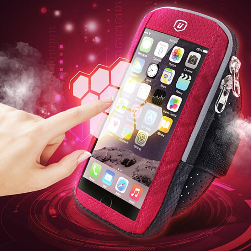 Banda para el brazo para iphone x 7 6 8 plus con brazalete de tela transpirable absorbente para correr con pantalla táctil