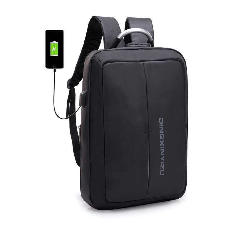 Anti-Diefstal Laptop Tas Usb Lading Rugzak Notebook Tas Voor Zakelijke Mannen Universele Unisex Casual Rugzak: black