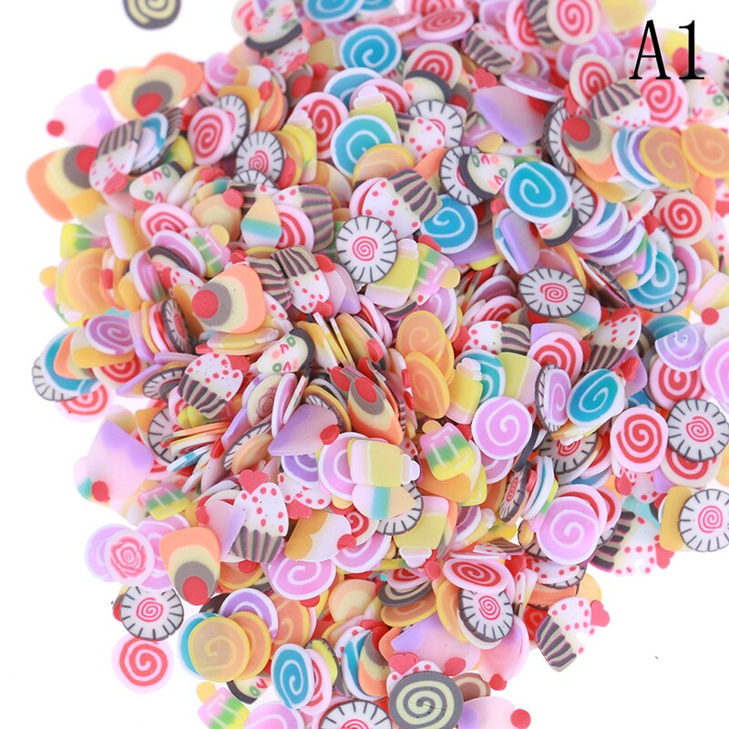 1000 Stück Plastilinzusatz Weiche Keramikfrucht Mischobstblätter DIY Klarschleim Tonne Nagel Schmuck Mobiler Schleim DIY Zubehör: A1