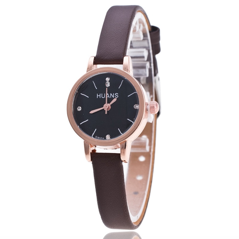 Damklocka dam enkel tunn läderrem kvartsklocka damarmbandsur relogio feminino montre relogio feminino mujer