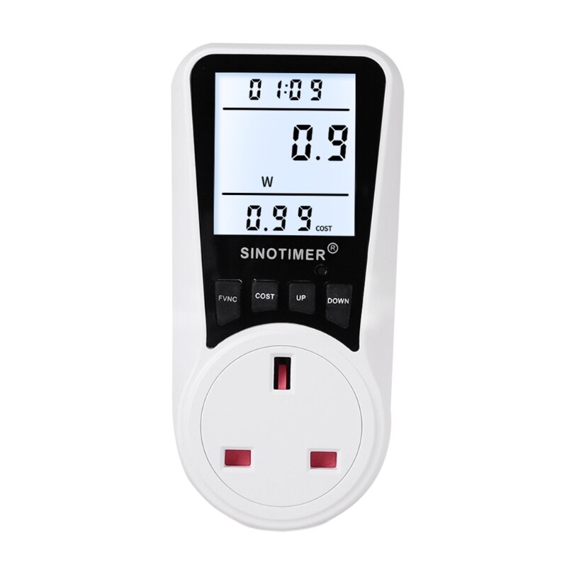 Uso de la electricidad Monitor Digital vatímetro AC medidor de potencia de 110V-230V medidor de energía hembra Monitor de potencia de EU/US/UK/BR macho: UK