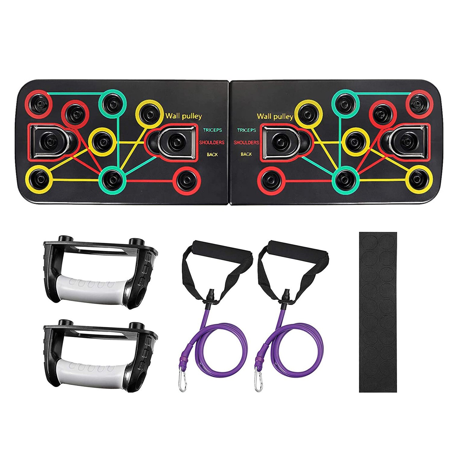 9 In 1 Push Up Rack Board With Latex Resistance Bands Body Building Board System Fitness Comprehensive Indoor Training Gym: Purple