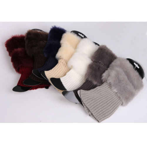 Gebreide winterlaarzen voor dames, gebreide laarsjes met bont, sokken, beenwarmers, warme sokken voor laarzen met bont, beenwarmers 20 cm