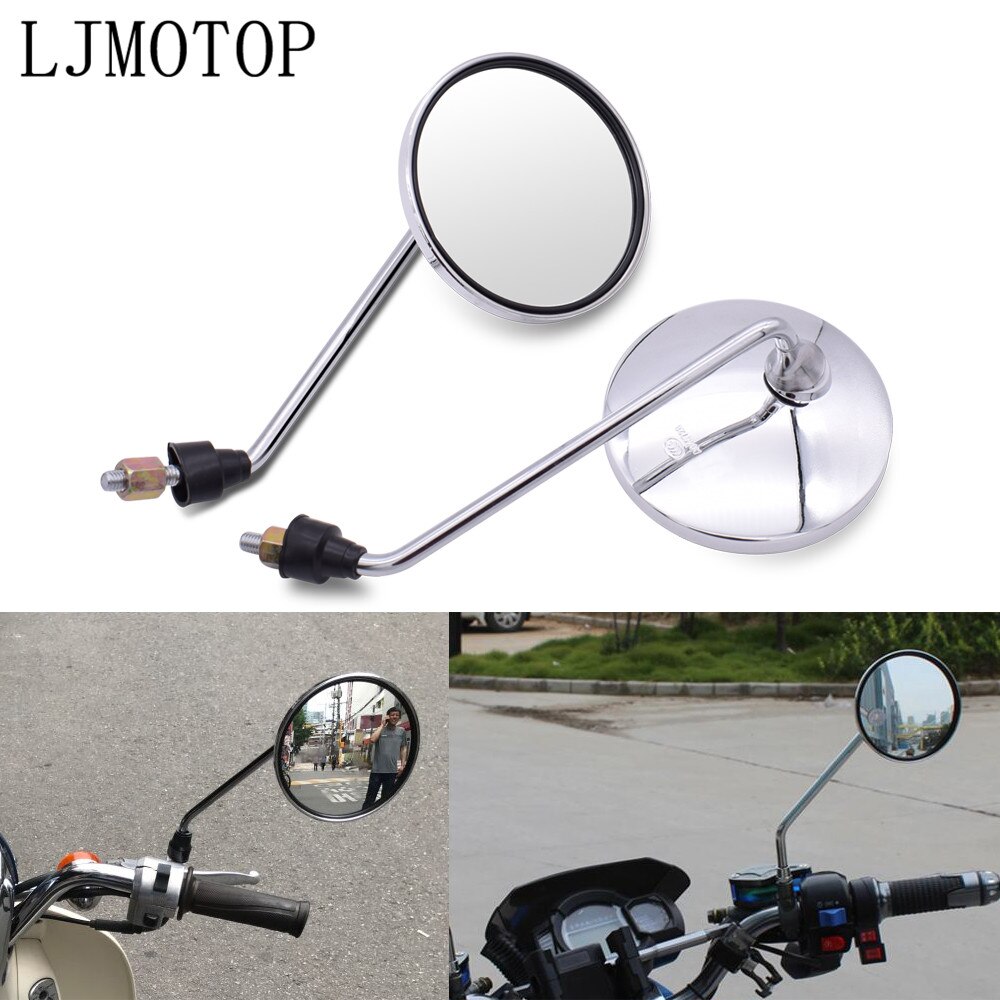 For Suzuki GSR 600 750 GSX S750 R 750 600 SFV SV 650 TL1000S Universal Motorcycle Mirrors Aluminum Chrome Round Mirror Long Stem