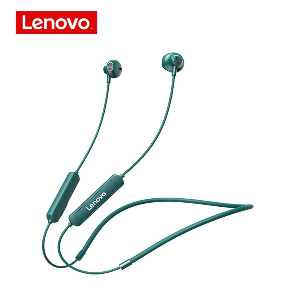 Lenovo SH1 Draadloze Koptelefoon Bluetooth 5.0 Nekband Hoofdtelefoon Hifi Sound Sport Headset Magnetische IPX5 Waterdichte Oordopjes Met Microfoon: green