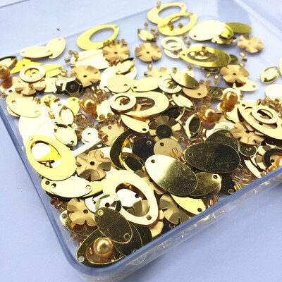 Kralen 2mm + Parel 6mm Pailletten Platte Ronde PVC Vormige Losse Pailletten voor Ambachten Paillette Naaien Decoratie DIY accessoire Lentejuelas: Gold