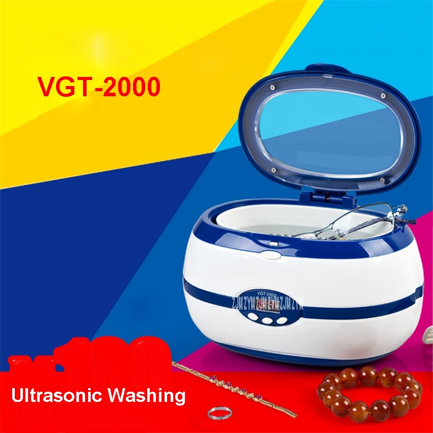 VGT-2000 Ultrasone Reiniger Led Ultrasone Wasmachine 35 W 110V/220V Ultrasone Bad Ultrasone Reiniger Blauw/Grijs