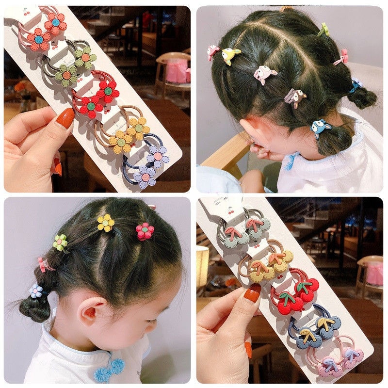 5PCS Lovely Flower Princess Headwear Baby Headdress Girls Hair Accessories Kids Elastic Hair Bands Children Hair Ropes