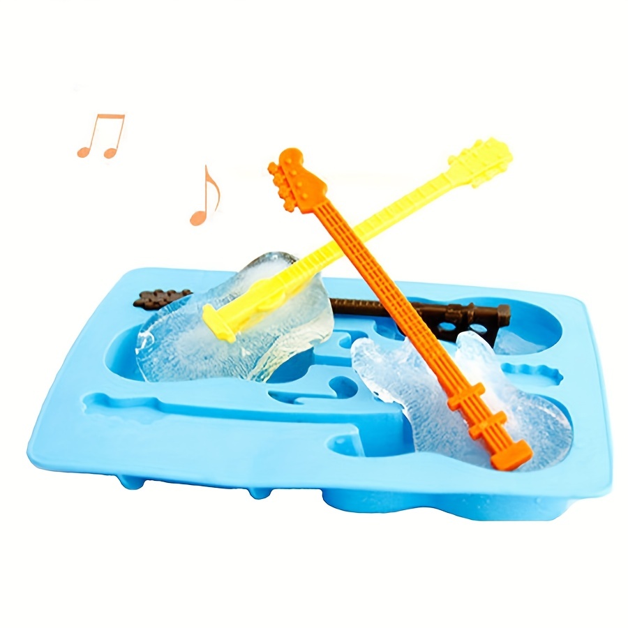 Cubo di ghiaccio in silicone per celebrazione musicale, divertente stampo per vassoio, stampo per ghiaccio per chitarra creativa, cioccolato, concerto, 1 set