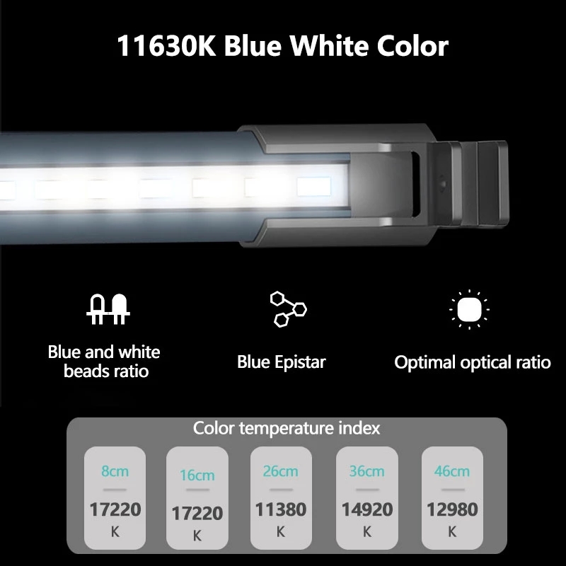 Plant Grow Aquarium Light Reef Fish Tank Lights For Aquarium 9-56CM Underwater Waterproof Aquatic Plants Lamp White Blue Color
