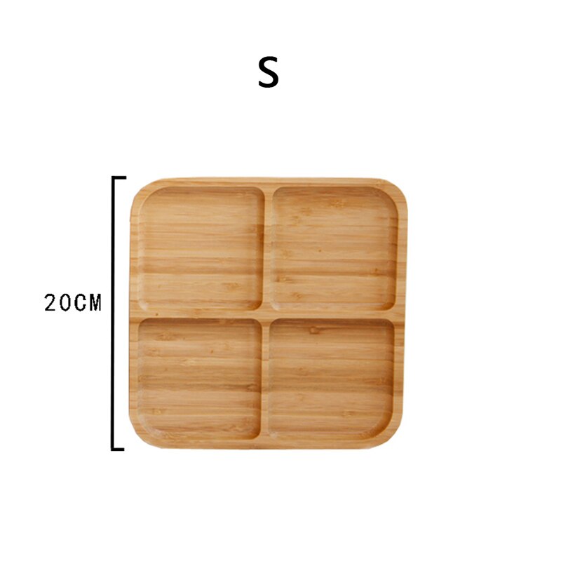 4 grid bamboo snack tray fruit bread tray tray storage box shelf tea tray kitchen party supplies WF9174: S