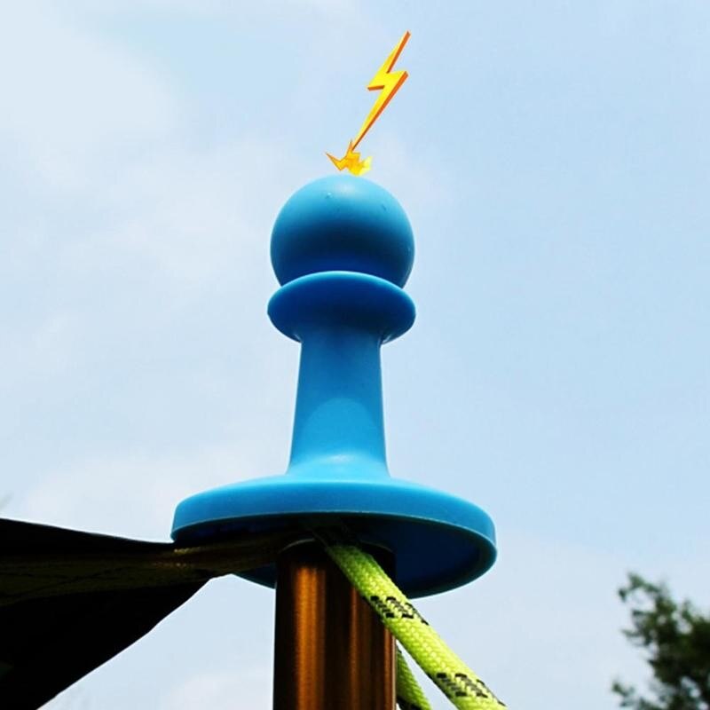 6 Colors Rod Cap Protection Tent Poles Awning Hat Rod Thunder Lightening Support Tent Canopy Cap Proof Camping O1Q6