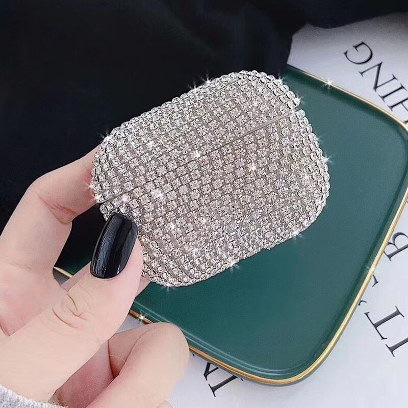 Luksusowe etui z kryształem górskim Bling dla jabłko Airpods 2 3 etui z brokatem diamentowe twarde etui ochronne robić ochrony przed powietrzem