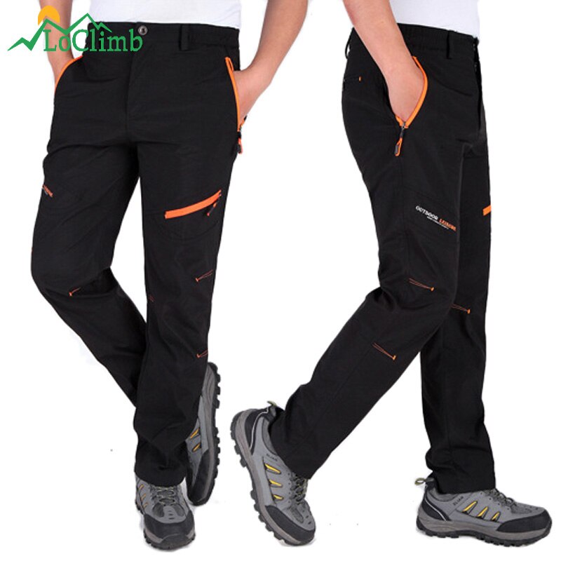 LoClimb Men's Outdoor Hiking Pants Men Camping/Climbing/Trekking Pants Male Spring Thin Quick Dry Trousers Fishing Pants AM406