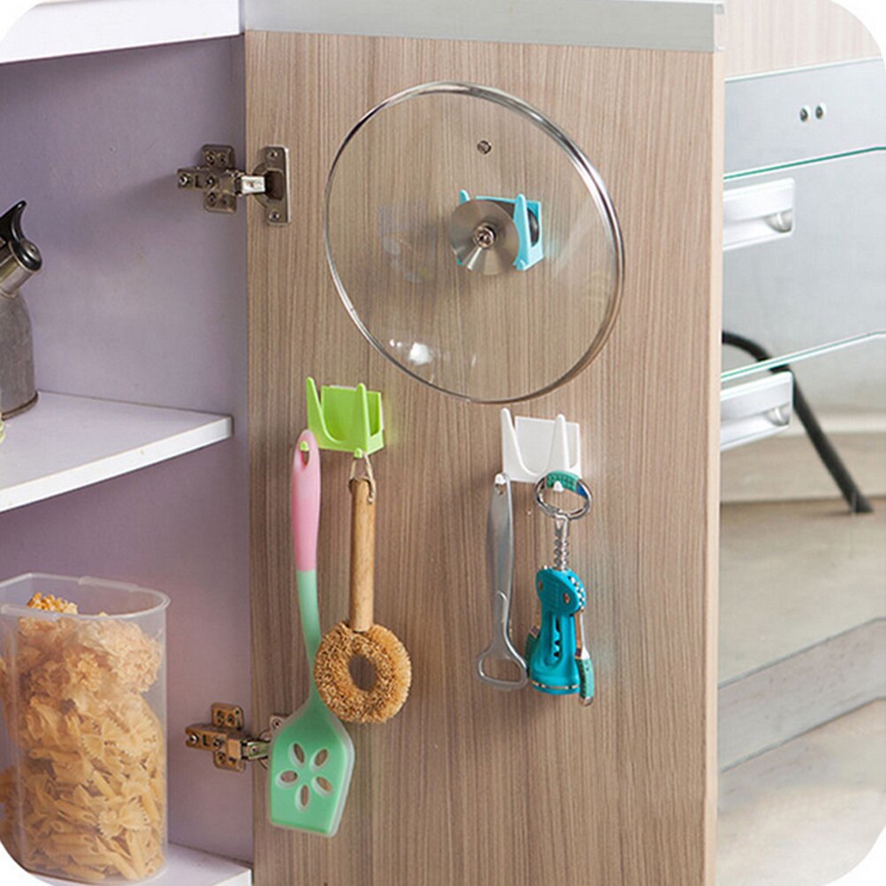 2 uds soporte para tapas de ollas de plástico montado en la Pared Soporte de tapa de olla herramienta de cocina organizador estante de almacenamiento