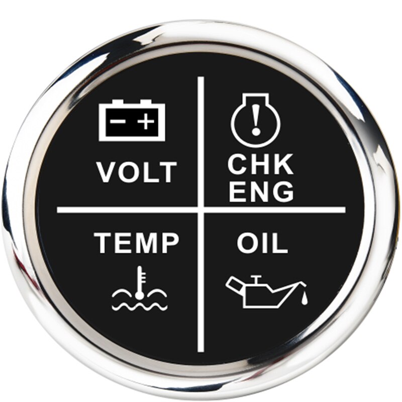4 LED Alarm Indicator Gauge with Check Engine /Volt/Oil/Water Temp fit Car Boat With Backlight