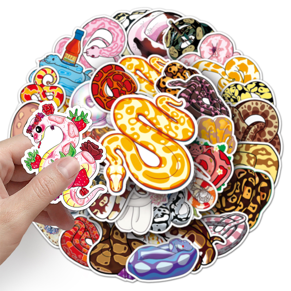 Autocollants waterproof motif serpent drôle pour enfant, stickers de dessin animé, mignon, graffiti, pour bagages, ordinateur portable, skateboard, vélo, jouets, 10/30/50 pièces
