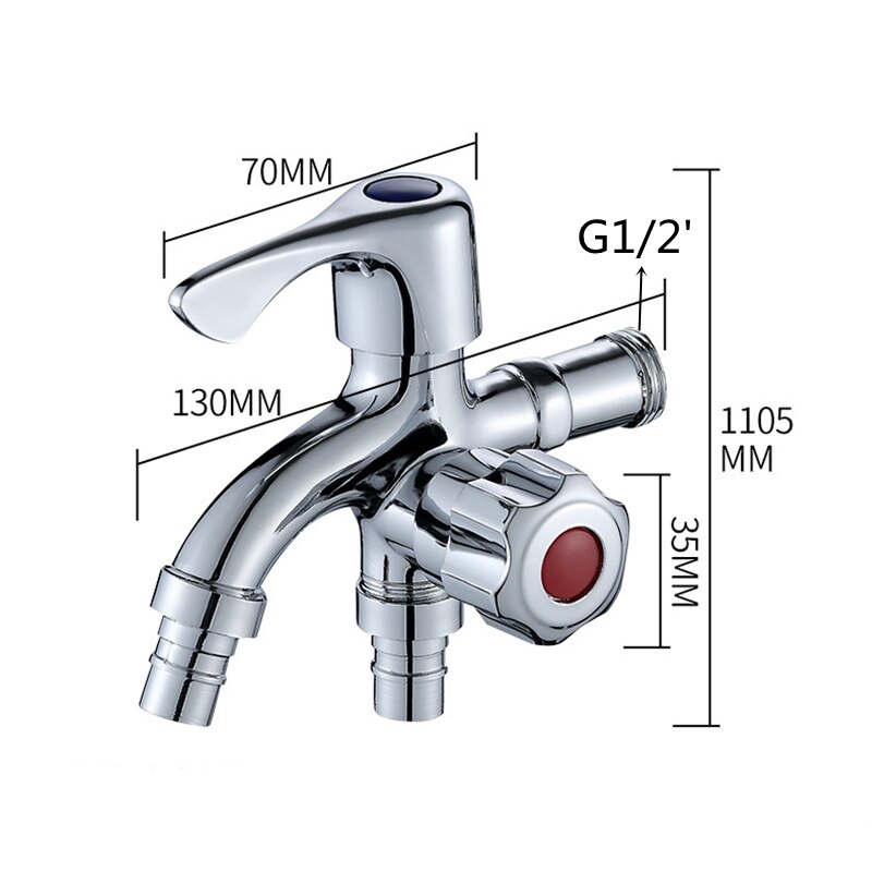 1pc Multi-function Faucet Double Faucet Quick Open Single Cold Bibcocks G1/2' Washing Machine Tap: B