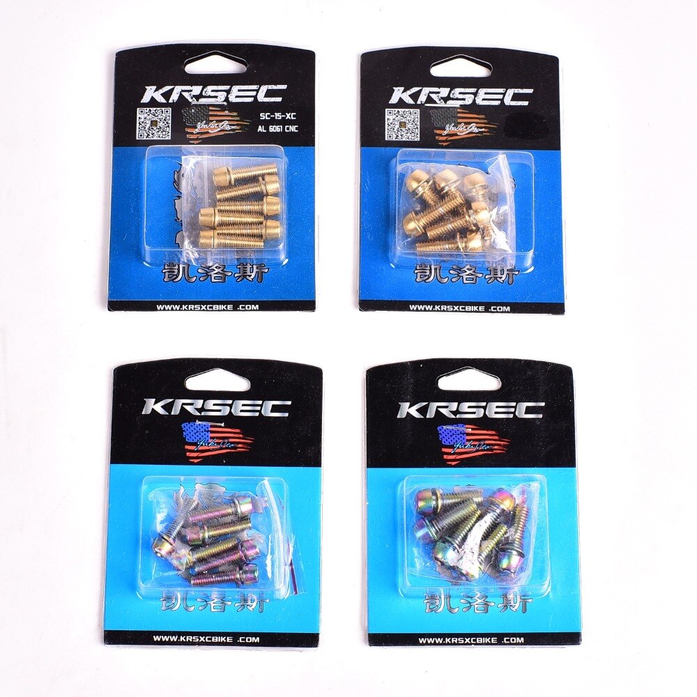 KRSEC titane plaqué arc-en-ciel montagne route vélo guidon vélo guidon vis M5 * 18mm 304 acier inoxydable vis M6 * 18MM