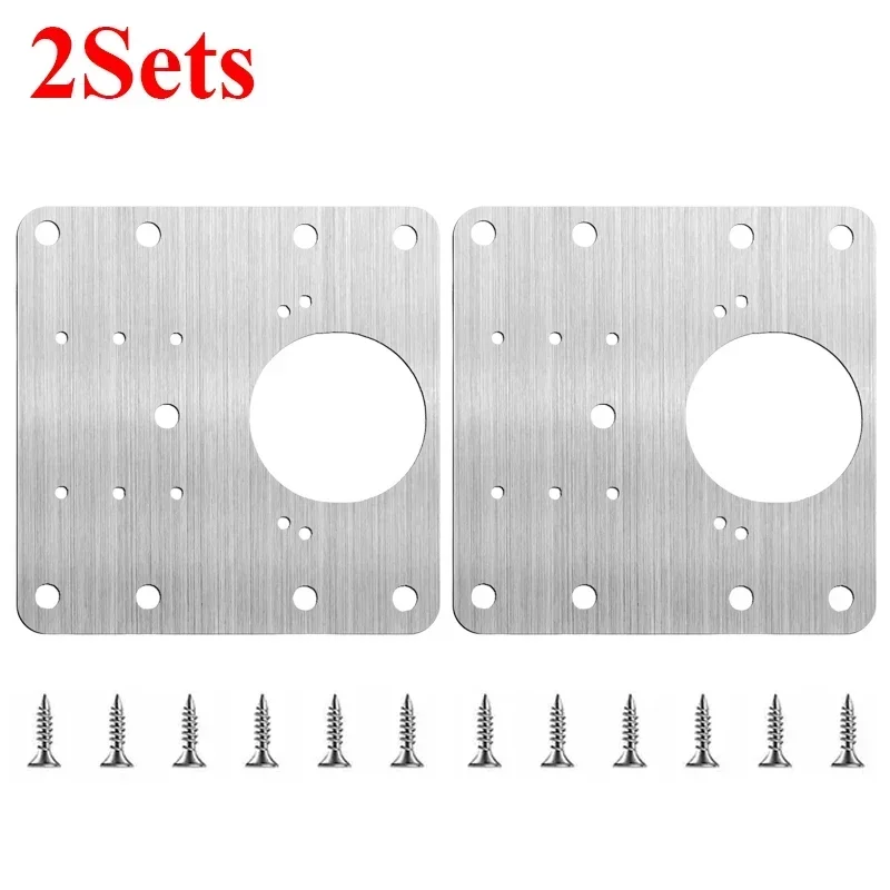Stainless Steel Hinge Repair Plate with Screw Kitchen Cabinet Door Hinge Mounting Connection Plate Furniture Flat Fixing Bracket: WHITE