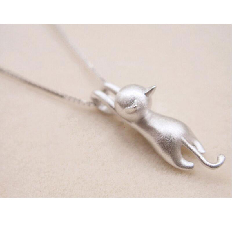 925 Sterling Zilveren Ketting Leuke Kat Animal Hangers &amp; Kettingen Voor Vrouwen Choker Collares: mosha