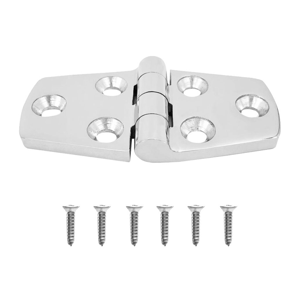 316 Stainless Steel Polished Strap Hinge Door Hinges Fitting w/ Screws for Marine Boat