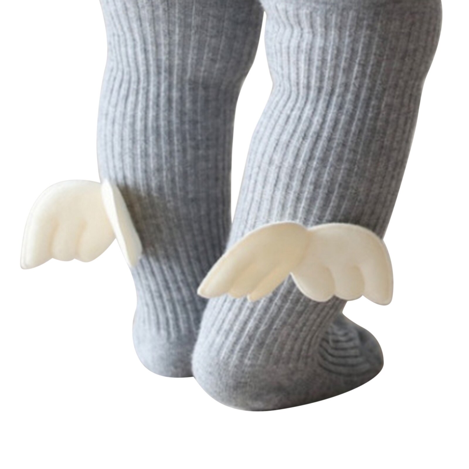 Meisjes Effen Kleur Gebreide Panty Kous Verticale Stripetight Sokken Met Wing Decoraties Voor Lente Herfst En Winter