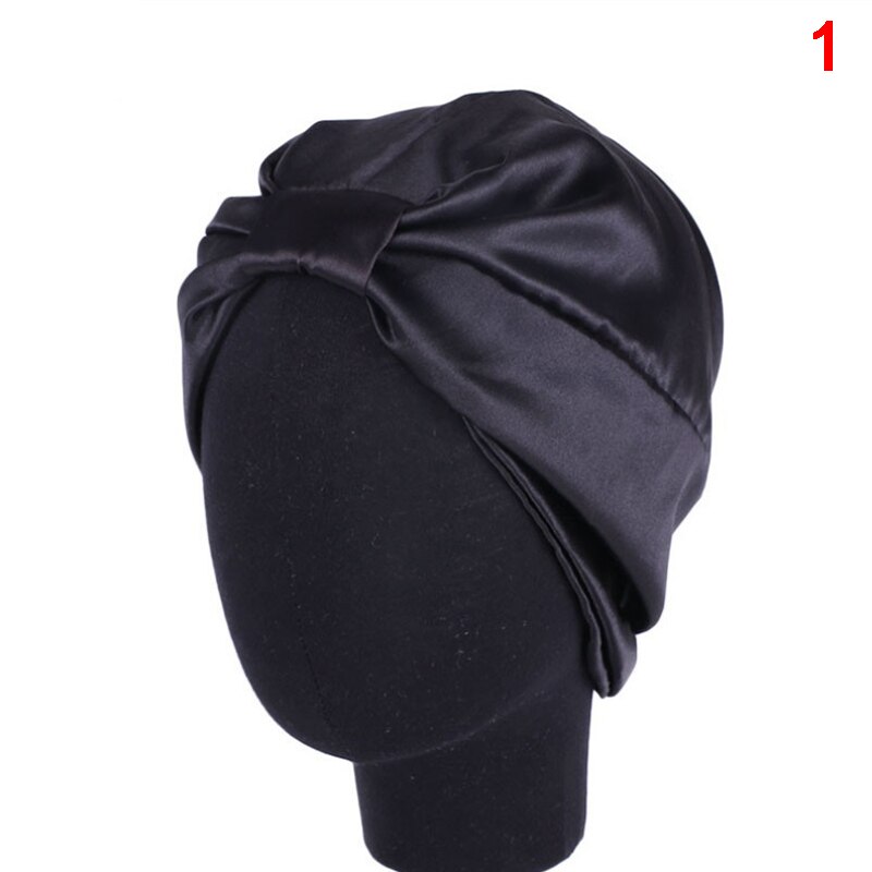 6 couleurs soie Salon Bonnet femmes sommeil Bonnet de douche élastique soins des cheveux Bonnet tête chapeau: N1