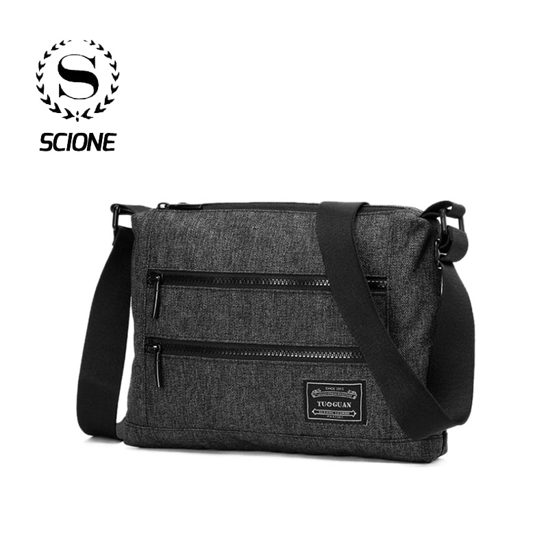 Scione Mannen Eenvoudige Effen Schoudertassen Mode Crossbody Casual Business Aktetassen Canvas Student School Travel Messenger Pack